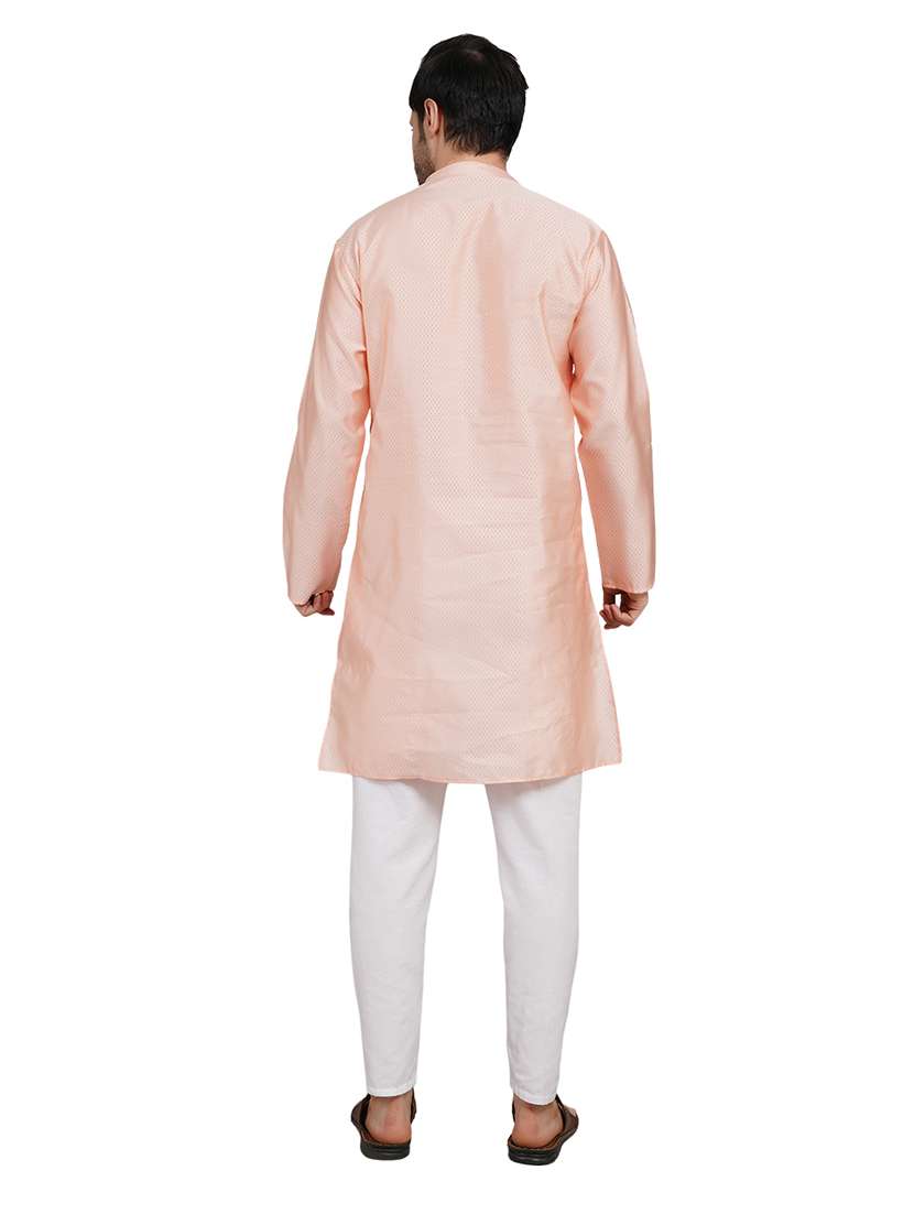 men self design long sleeve kurta with trousers ethnic wear set - 22148182 -  Standard Image - 4