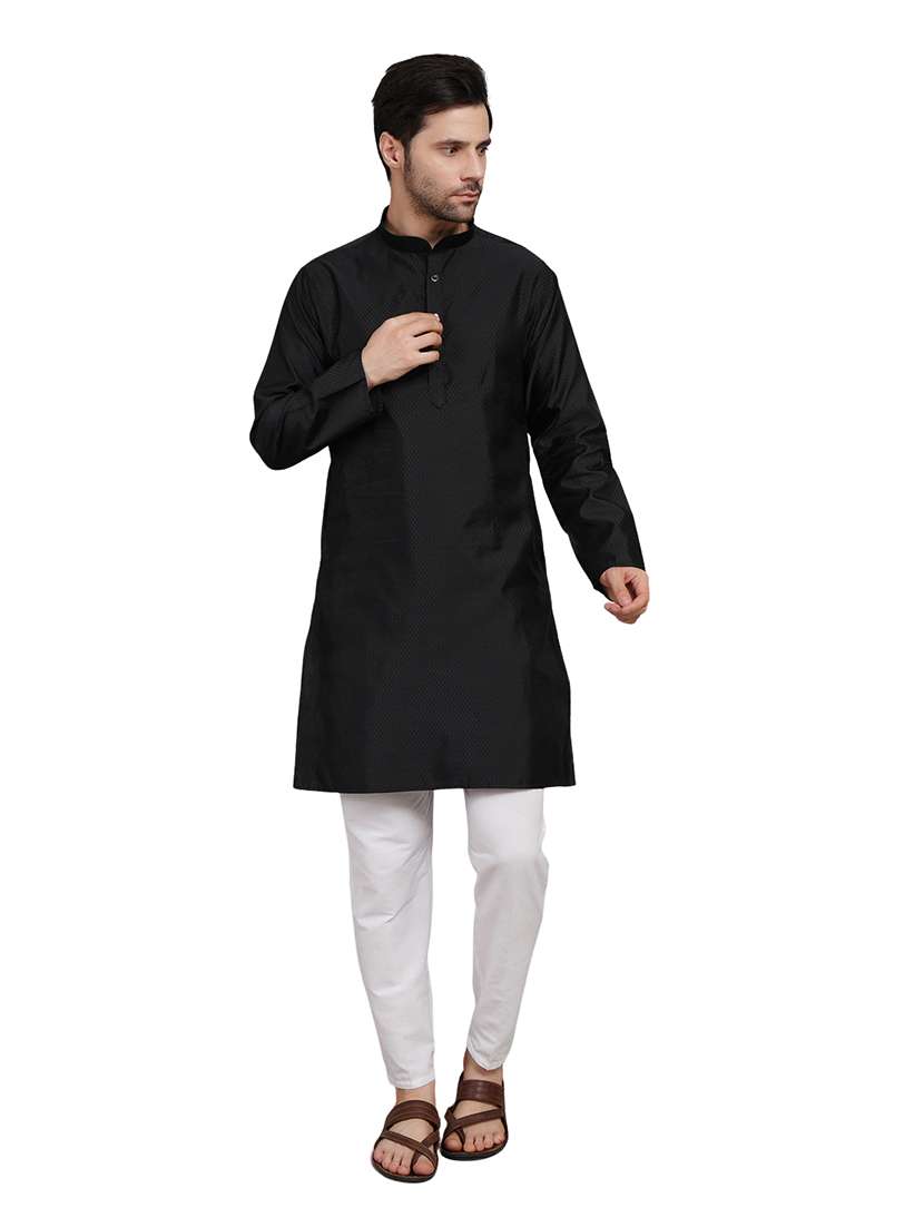 men self design long sleeve kurta with trousers ethnic wear set - 22148183 -  Standard Image - 1