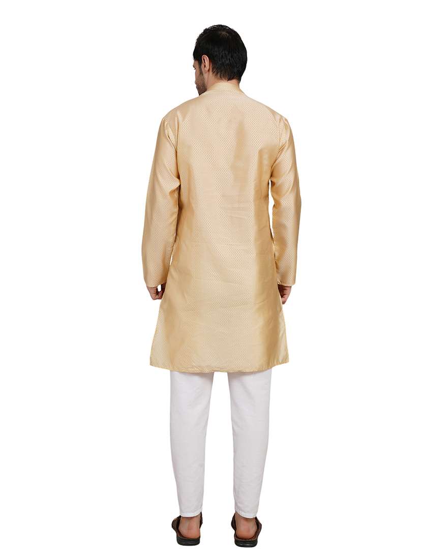 men self design long sleeve kurta with trousers ethnic wear set - 22148186 -  Standard Image - 4