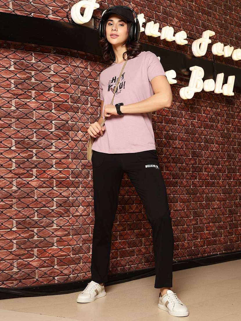 women solid mid rise regular track pant - 22148189 -  Standard Image - 4