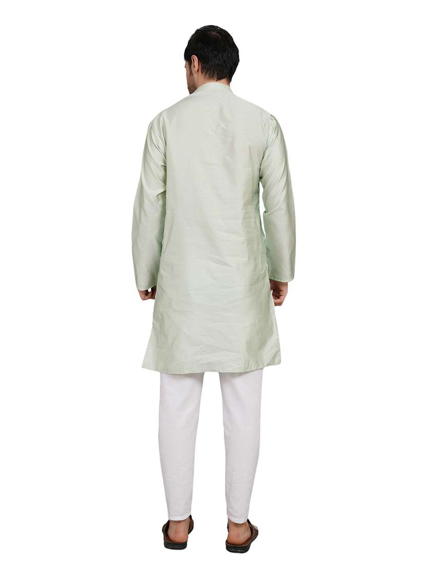 men self design long sleeve kurta with trousers ethnic wear set - 22148193 -  Standard Image - 4