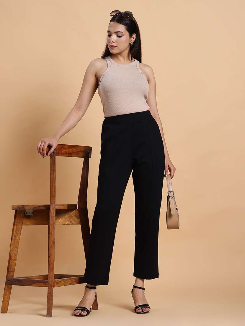 women black solid high rise jegging - 22148195 -  Standard Image - 4