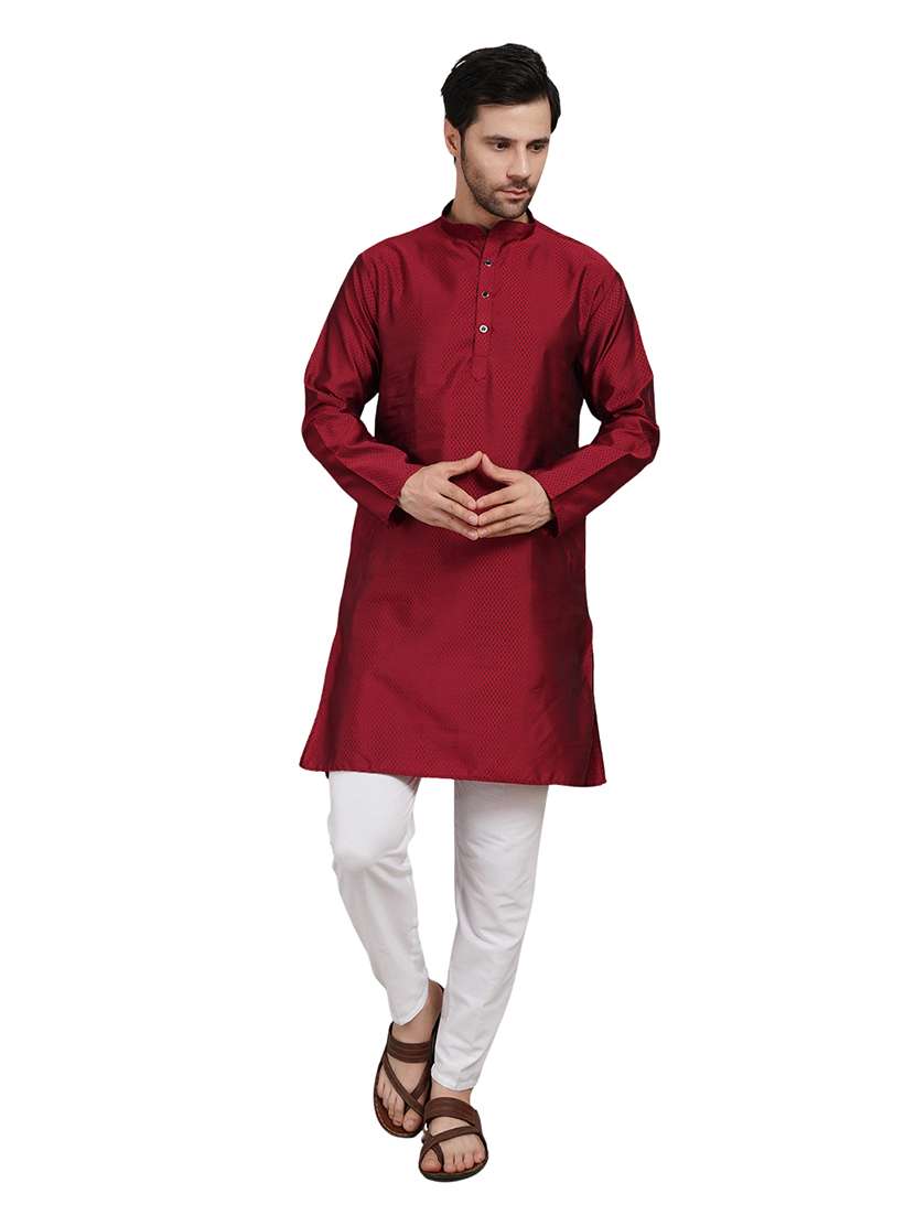 men self design long sleeve kurta with trousers ethnic wear set - 22148198 -  Standard Image - 1