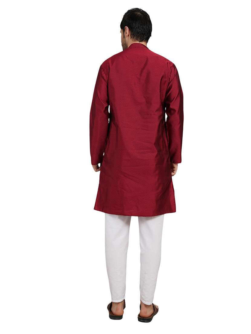 men self design long sleeve kurta with trousers ethnic wear set - 22148198 -  Standard Image - 4