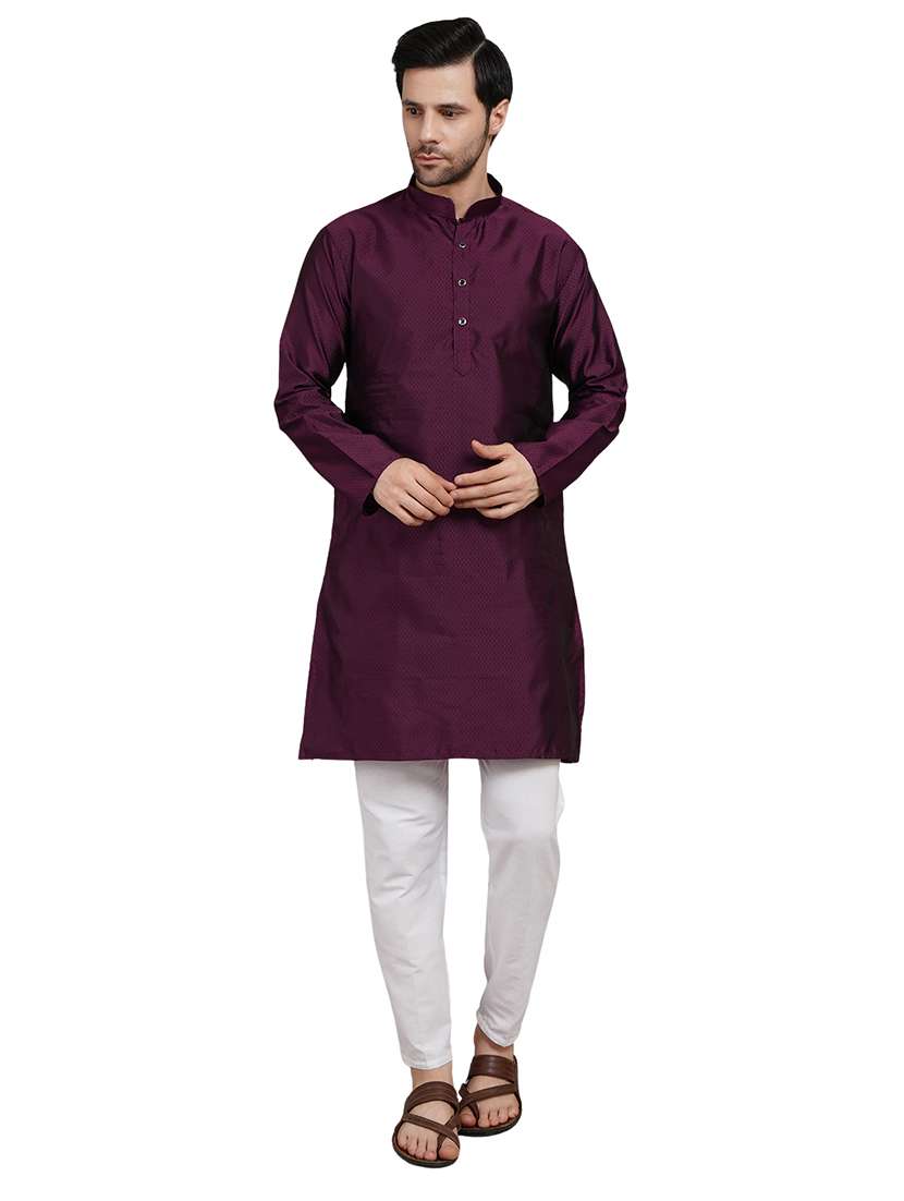 men self design long sleeve kurta with trousers ethnic wear set - 22148200 -  Standard Image - 1