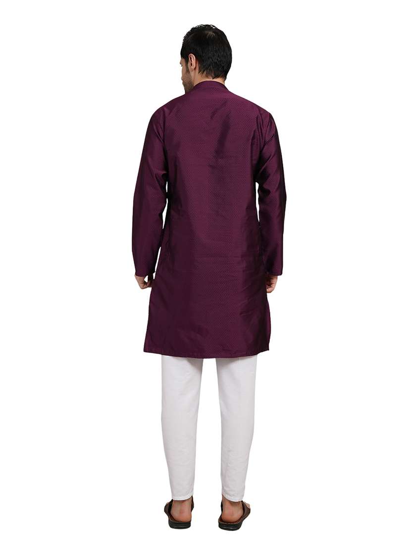 men self design long sleeve kurta with trousers ethnic wear set - 22148200 -  Standard Image - 4