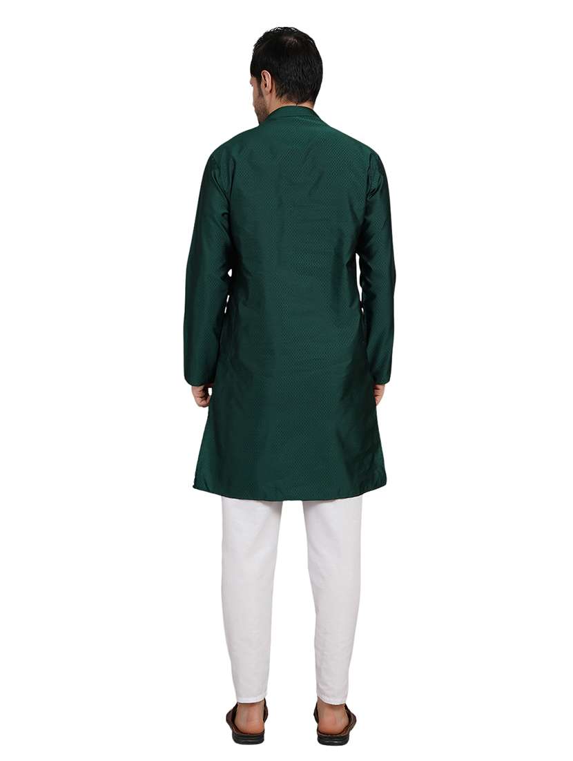men self design long sleeve kurta with trousers ethnic wear set - 22148202 -  Standard Image - 4