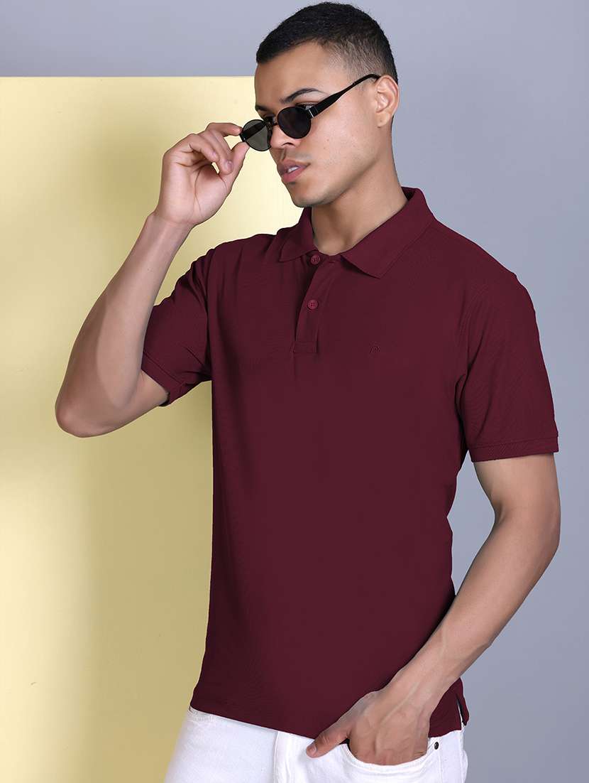 maroon polyester plain tshirt - 22148208 -  Standard Image - 1