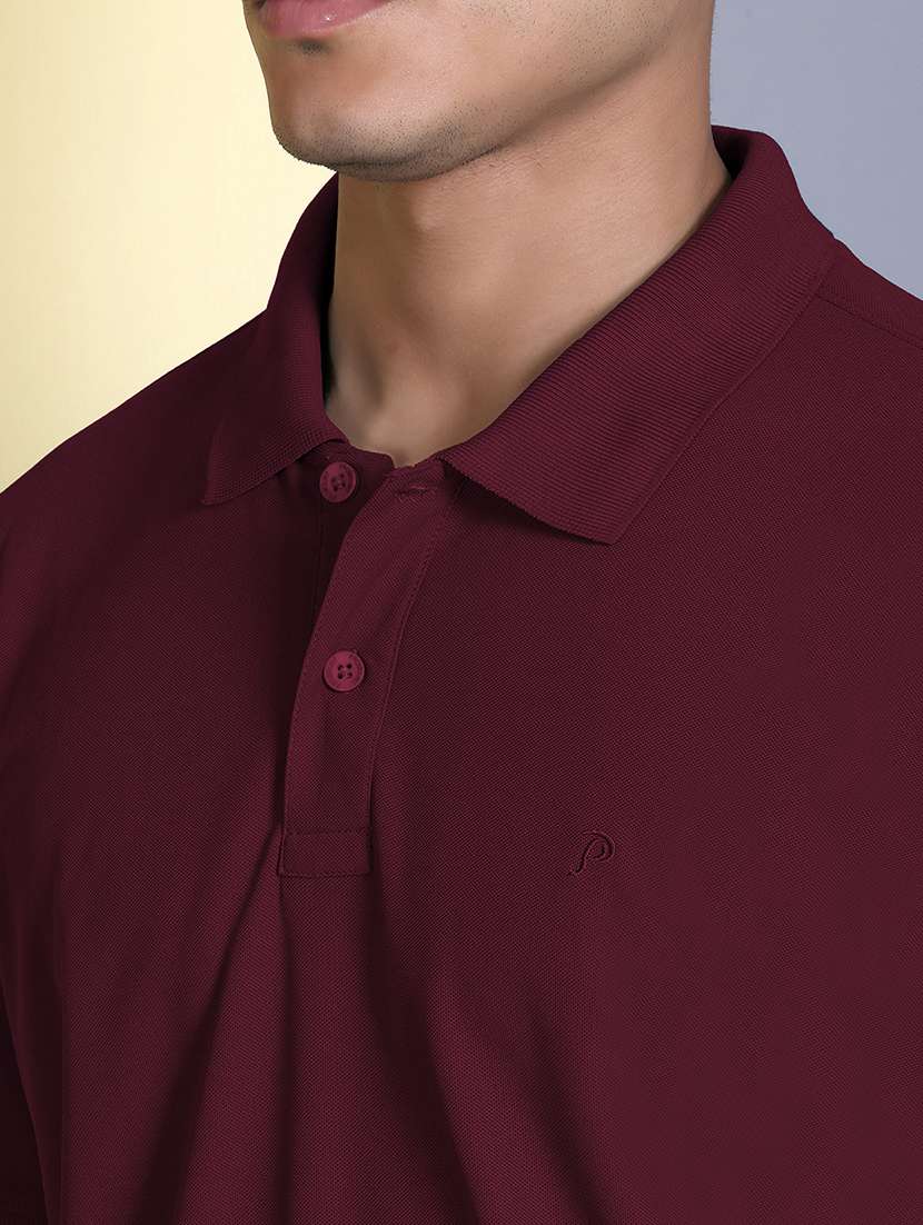 maroon polyester plain tshirt - 22148208 -  Standard Image - 4