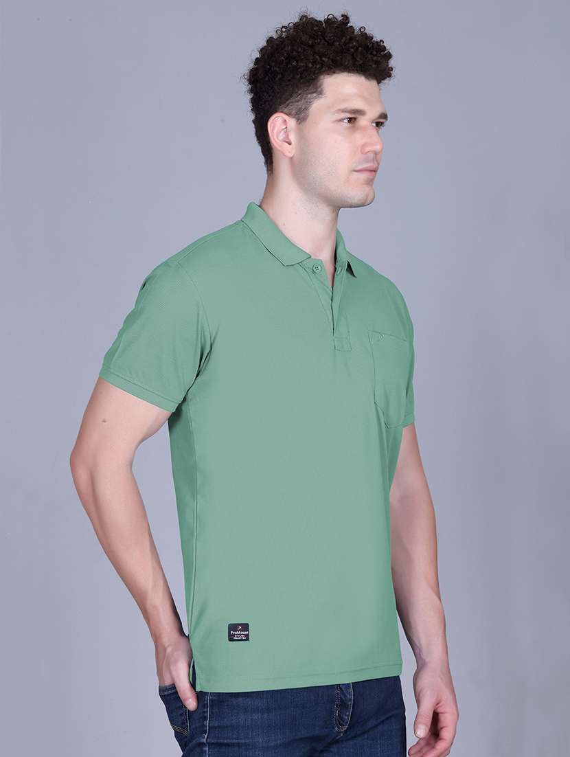 sea green polyester plain tshirt - 22148214 -  Standard Image - 1