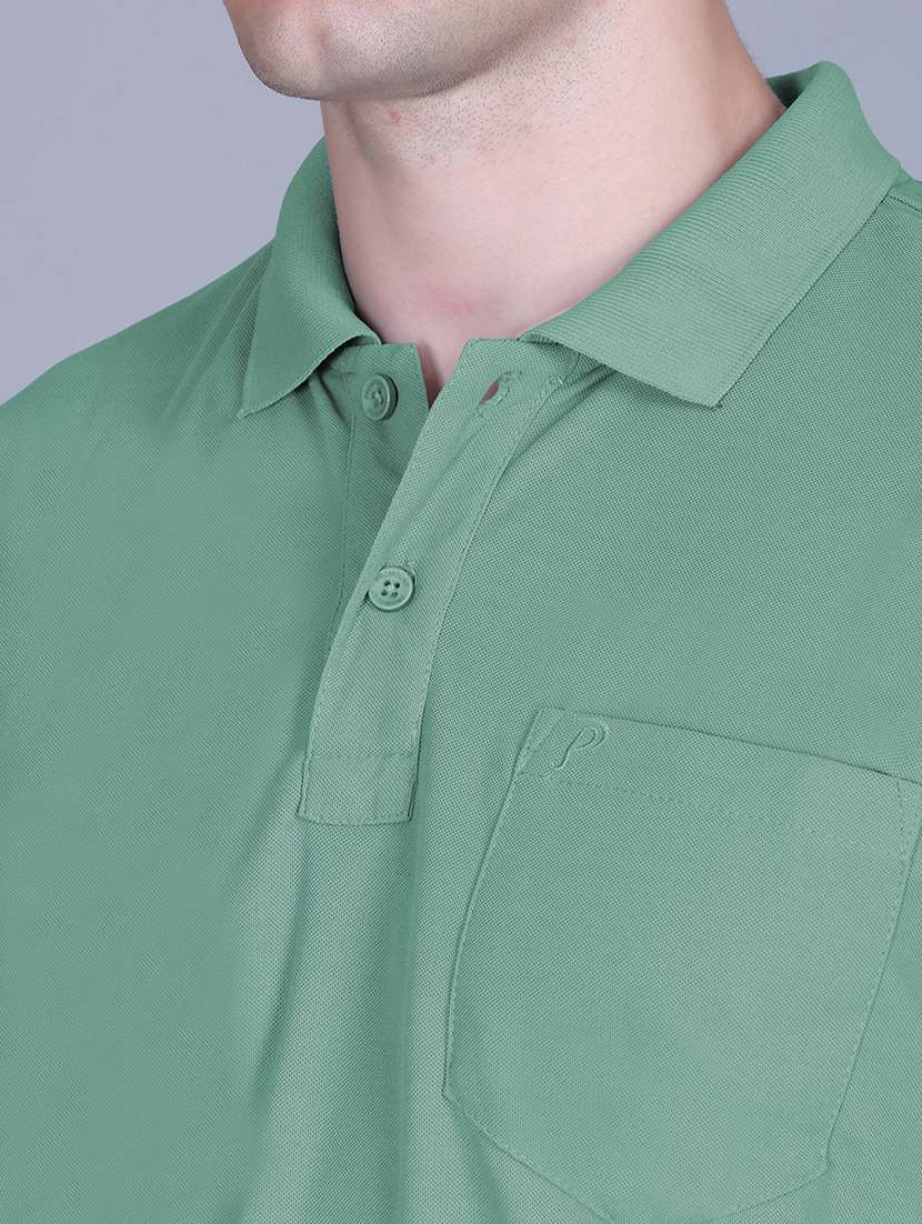 sea green polyester plain tshirt - 22148214 -  Standard Image - 4