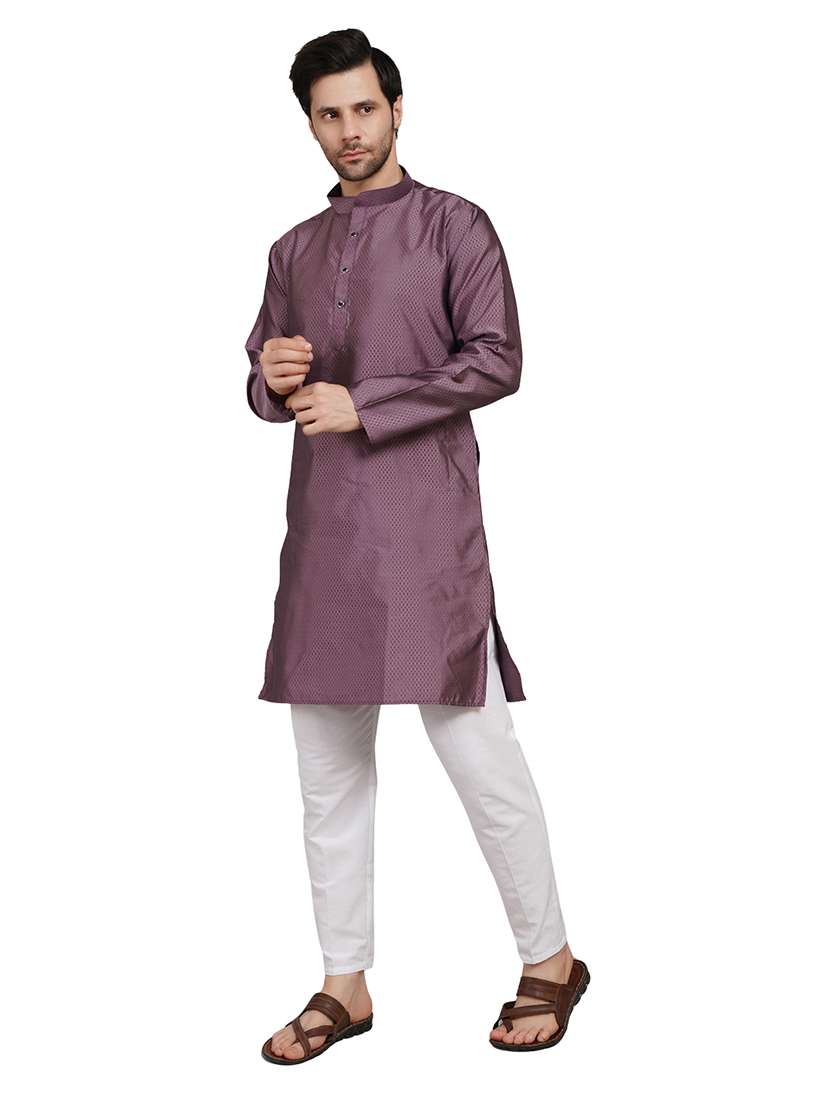 men self design long sleeve kurta with trousers ethnic wear set - 22148227 -  Standard Image - 1