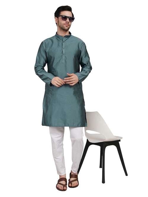 men self design long sleeve kurta with trousers ethnic wear set - 22148228 -  Standard Image - 0