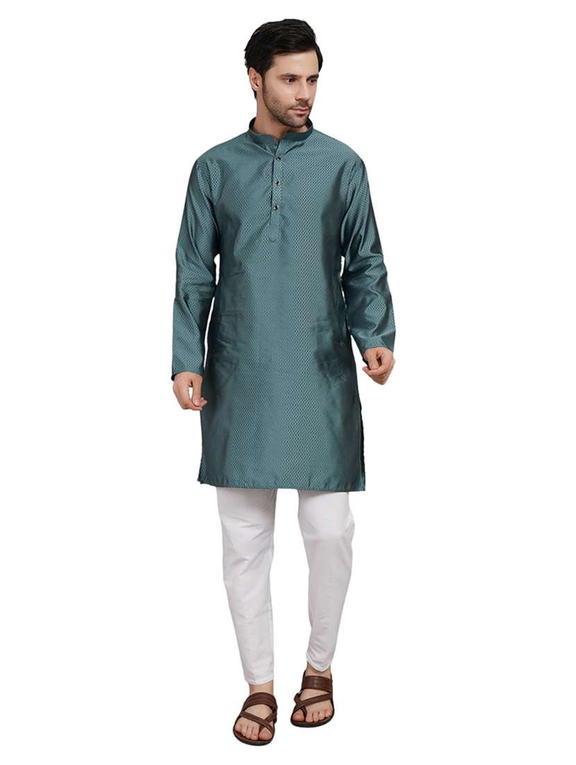 men self design long sleeve kurta with trousers ethnic wear set - 22148228 -  Standard Image - 1