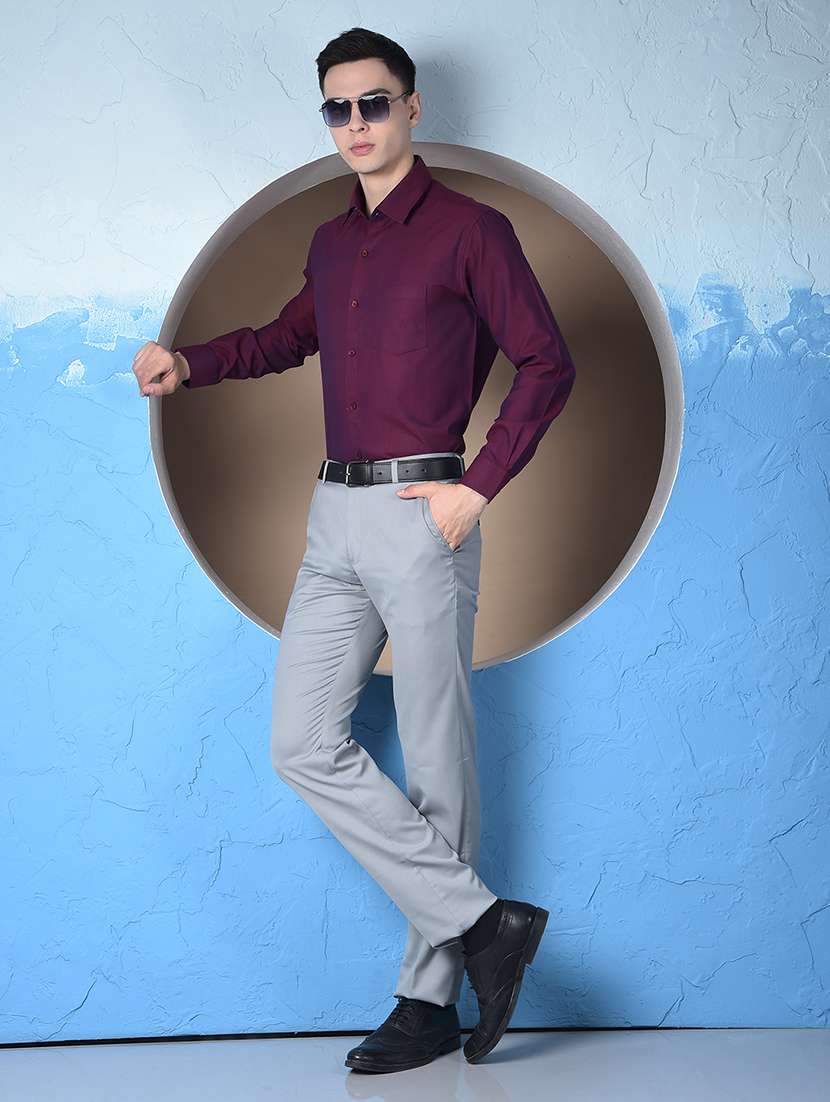men solid mid rise flat front formal trouser - 22148246 - Standard Image - 4