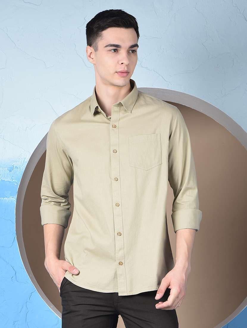 men solid long sleeve regualr fit casual shirt - 22148247 - Standard Image - 1