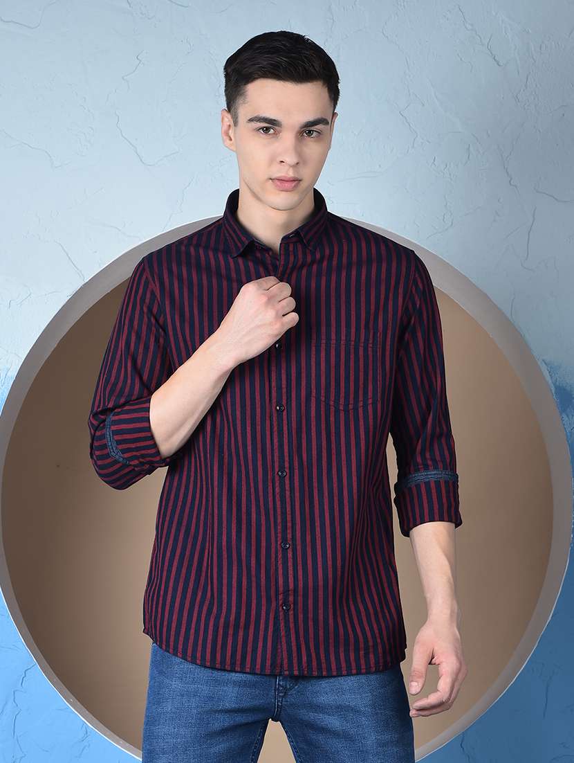 men striped long sleeve regualr fit casual shirt - 22148250 -  Standard Image - 1