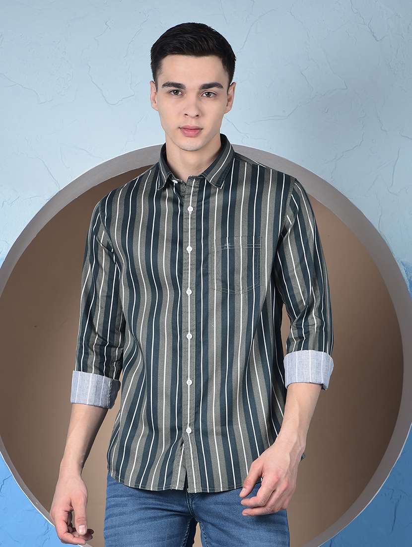 men striped long sleeve regualr fit casual shirt - 22148252 -  Standard Image - 1