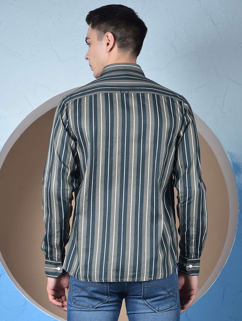 men striped long sleeve regualr fit casual shirt - 22148252 -  Standard Image - 4