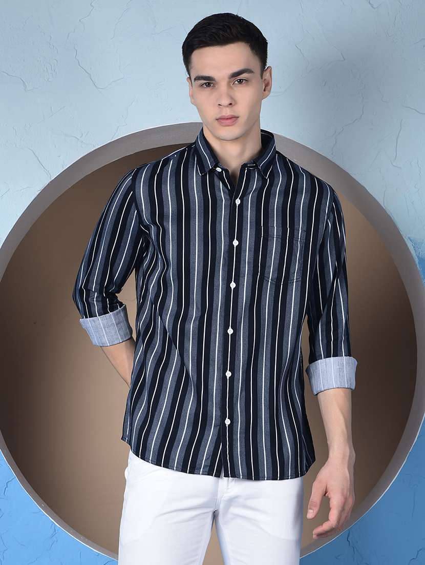 men striped long sleeve regualr fit casual shirt - 22148253 -  Standard Image - 1