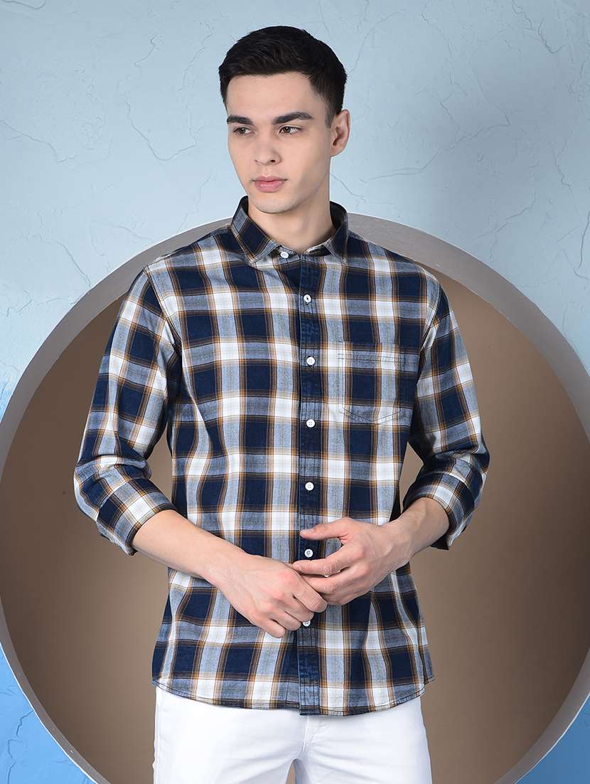 men checkered long sleeve regualr fit casual shirt - 22148256 -  Standard Image - 1