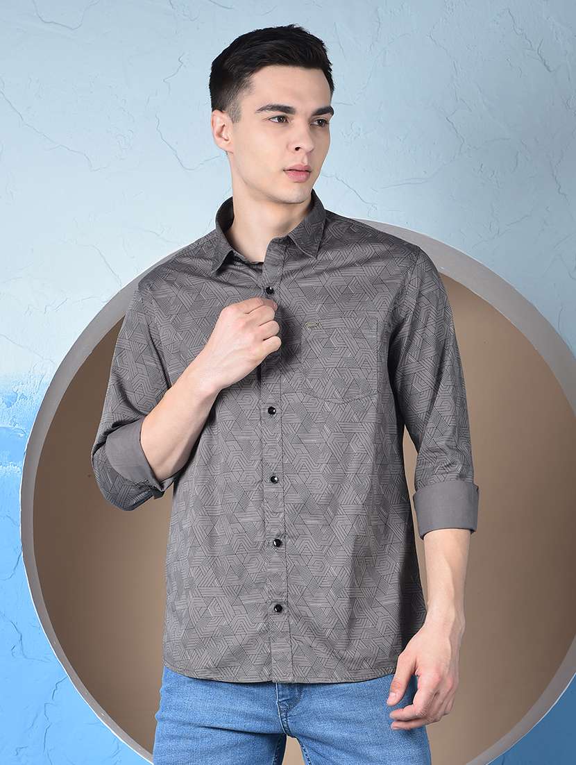 men printed long sleeve regualr fit casual shirt - 22148261 - Standard Image - 1