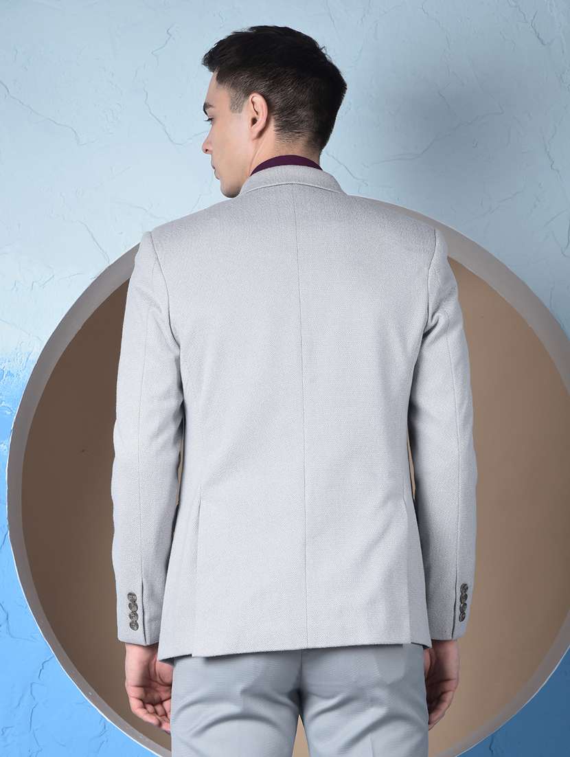 men solid lapel collar single breasted casual blazer - 22148268 -  Standard Image - 4