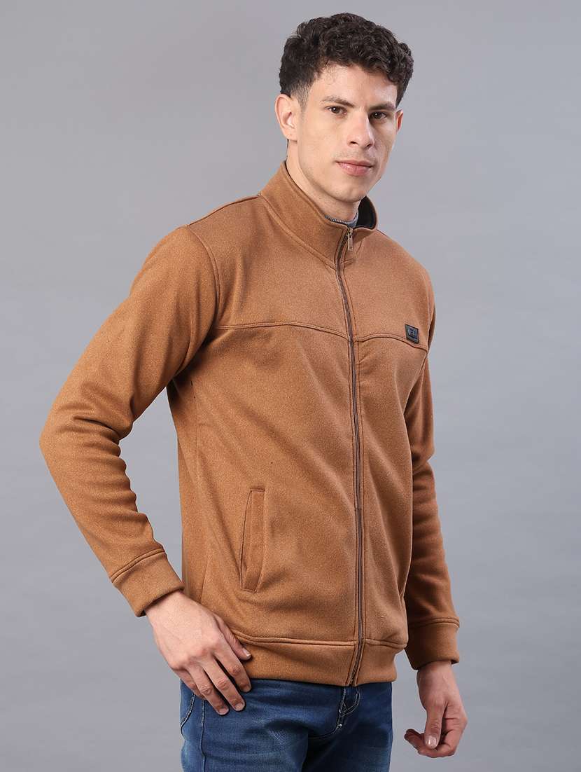 men solid stand collar long sleeve sweatshirt - 22154357 -  Standard Image - 1