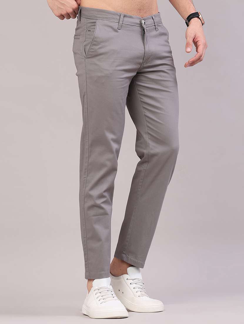 men solid mid rise casual chino - 22154361 -  Standard Image - 1