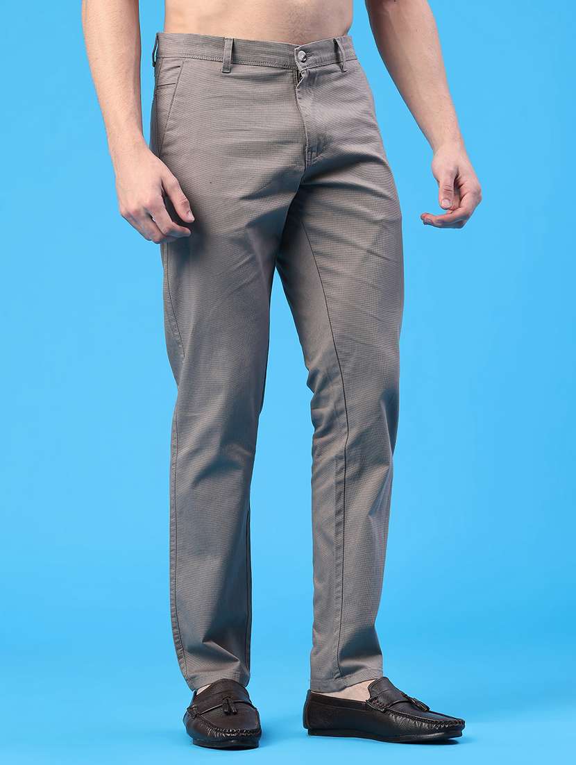men solid mid rise chinos casual trouser - 22154362 -  Standard Image - 1