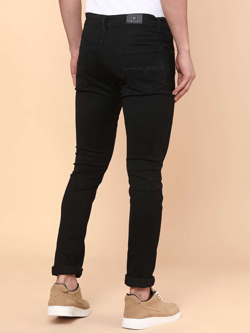 men plain mid rise full length slim fit jeans - 22154406 -  Standard Image - 4