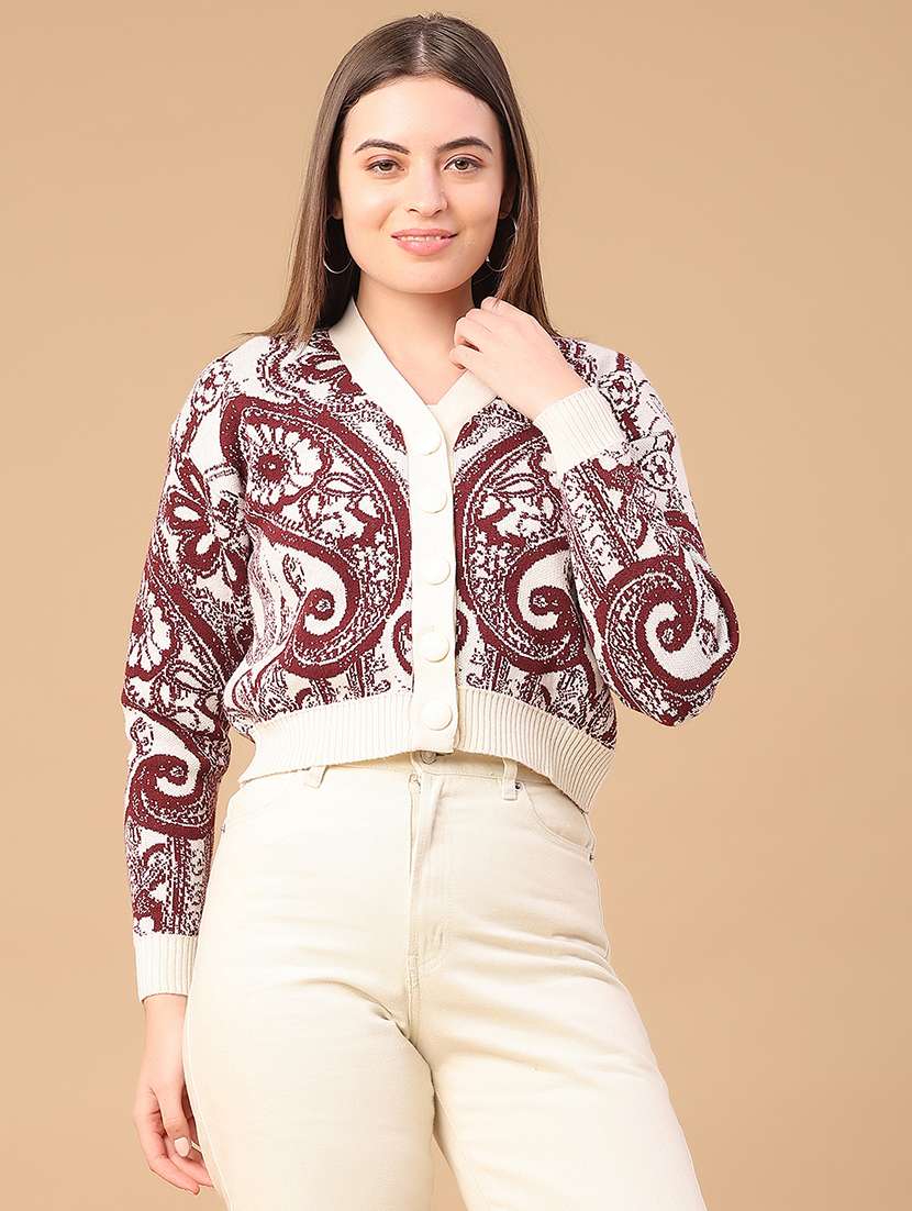 women self design long sleeve cardigan - 22154420 -  Standard Image - 1