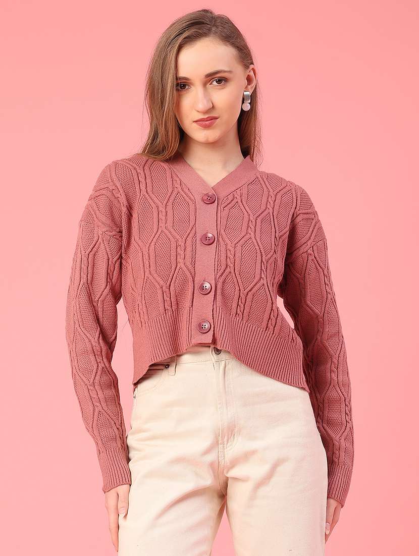 women self design long sleeve cardigan - 22154421 -  Standard Image - 1