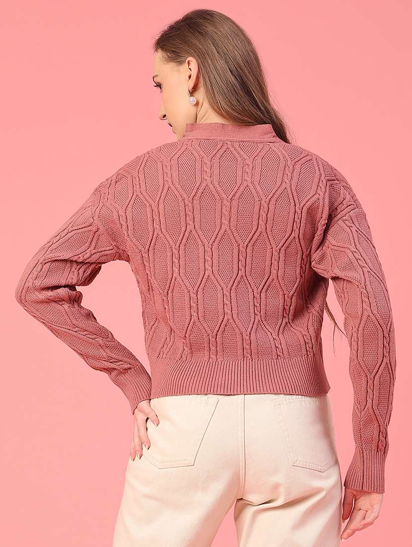 women self design long sleeve cardigan - 22154421 -  Standard Image - 4