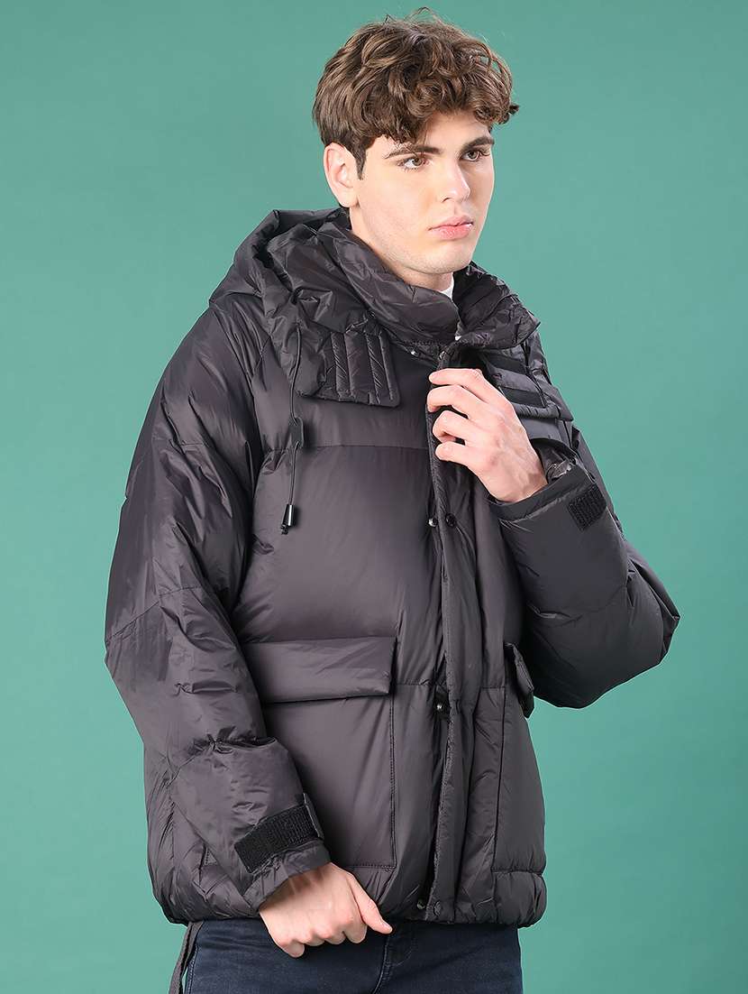 men solid long sleeve puffer jacket - 22155469 -  Standard Image - 1