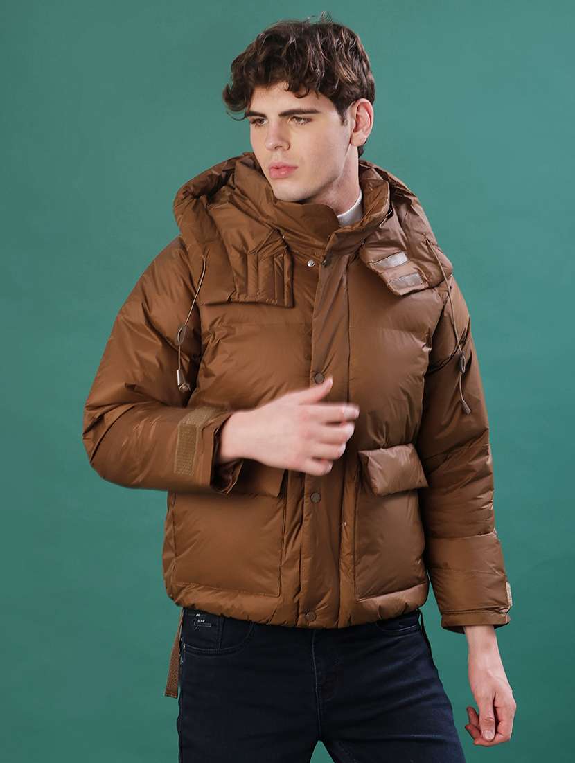 men solid long sleeve puffer jacket - 22155470 -  Standard Image - 1
