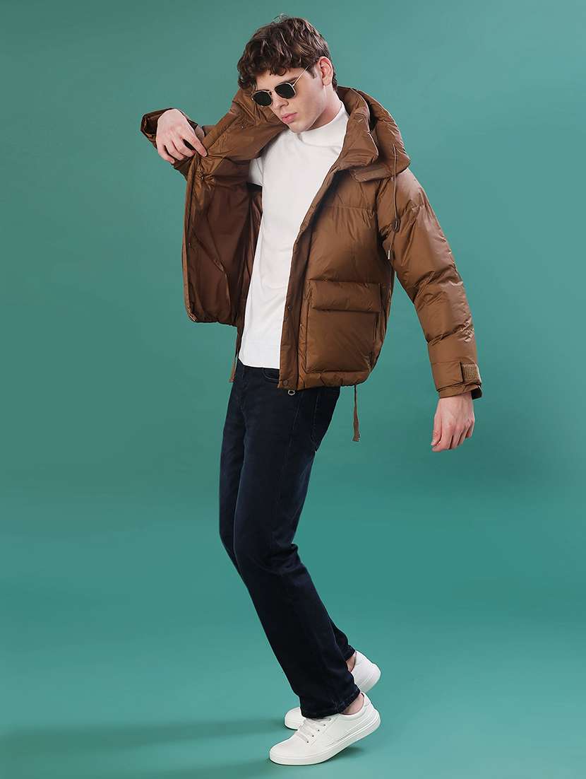 men solid long sleeve puffer jacket - 22155470 -  Standard Image - 4