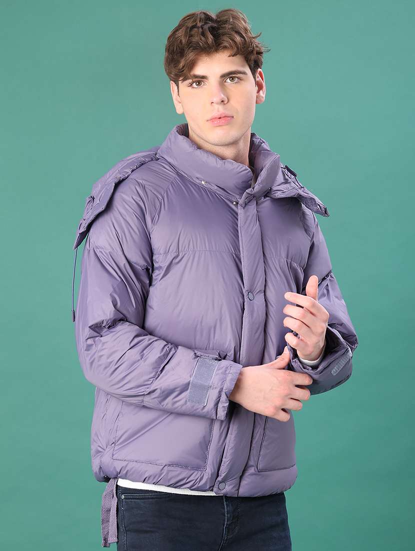 men solid long sleeve puffer jacket - 22155471 -  Standard Image - 1