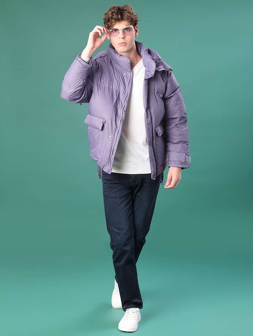 men solid long sleeve puffer jacket - 22155471 -  Standard Image - 4