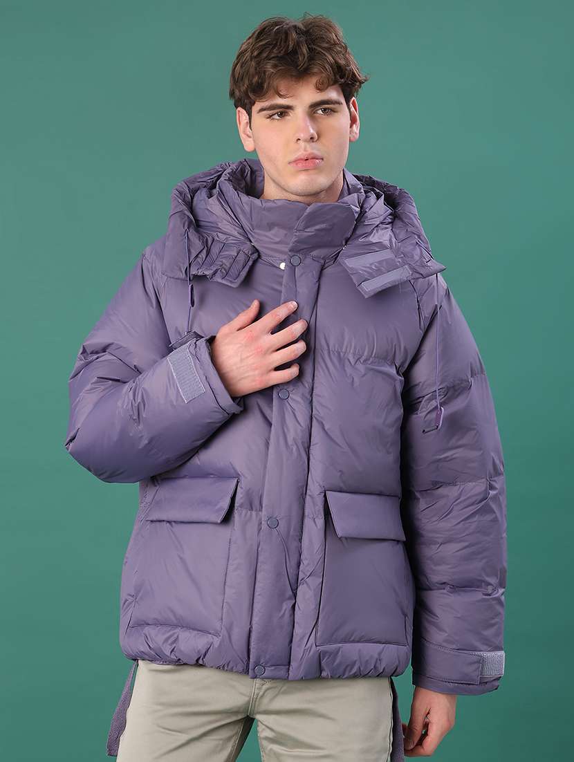 men solid long sleeve puffer jacket - 22155474 -  Standard Image - 1
