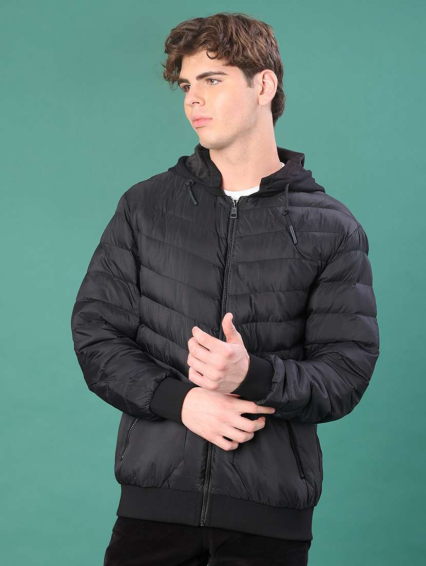 men solid long sleeve puffer jacket - 22155475 -  Standard Image - 1