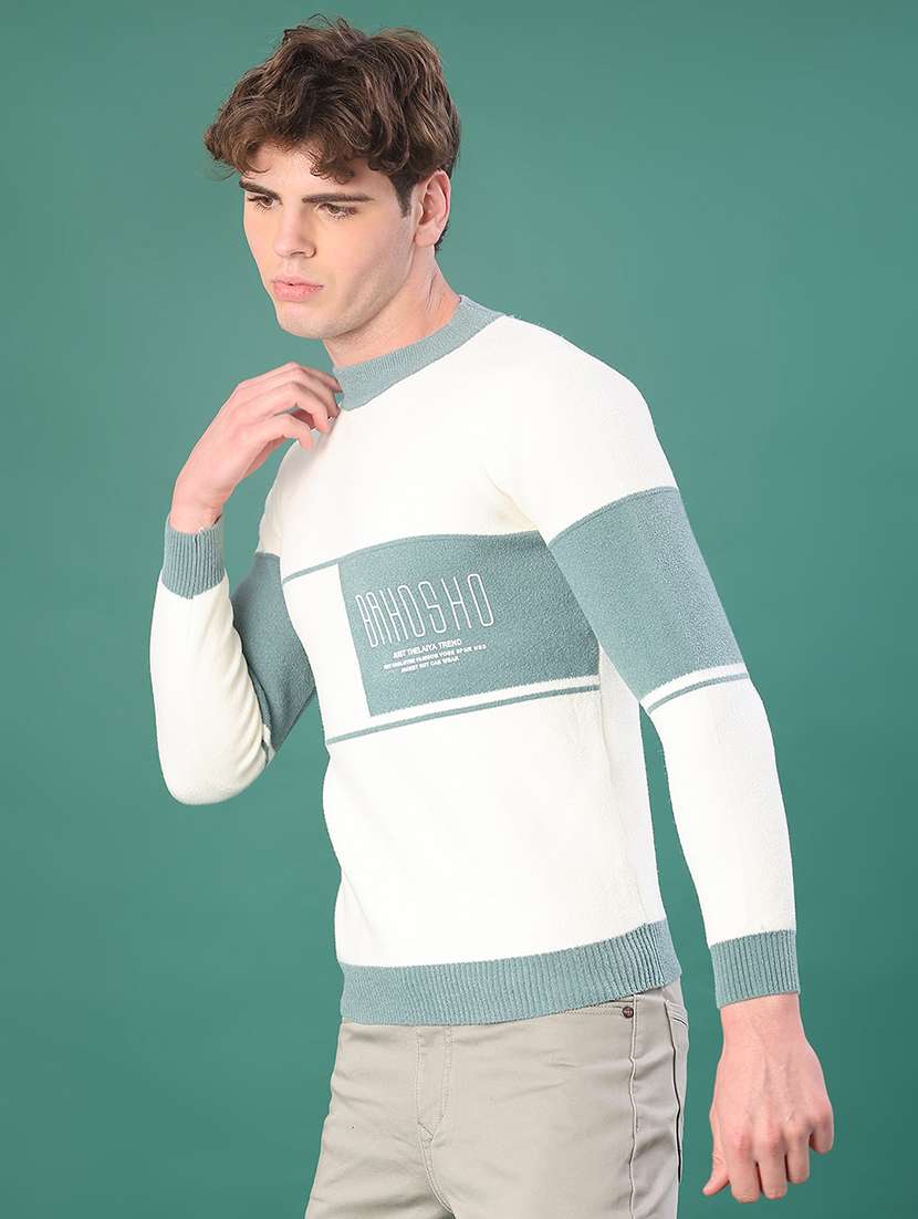 men color block long sleeve regular fit pullover - 22155594 -  Standard Image - 1