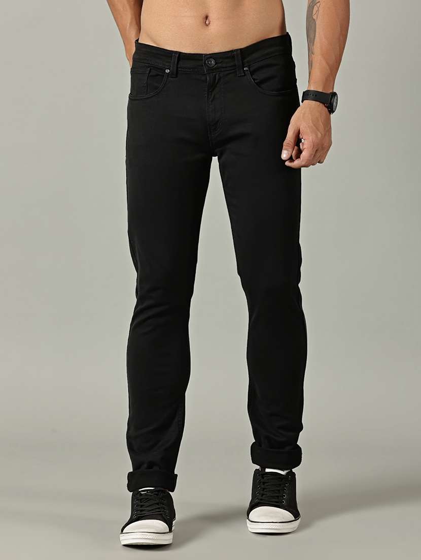 men solid mid rise slim fit jeans - 22155600 -  Standard Image - 1
