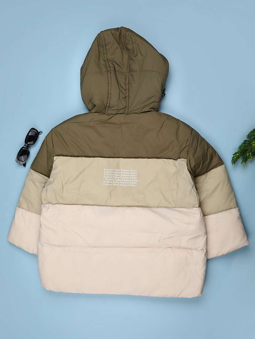 boys color blocked long sleeve hooded quilted jacket  - 22155669 -  Standard Image - 1