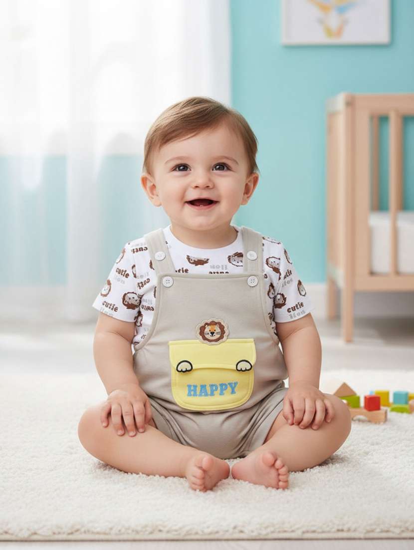 Boys Printed T-shirt And Dungree Set - 22155738 -  Standard Image - 1