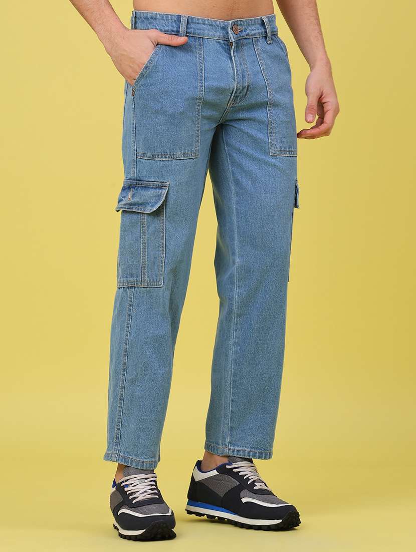 men solid mid rise regular fit cargo  - 22155772 -  Standard Image - 1