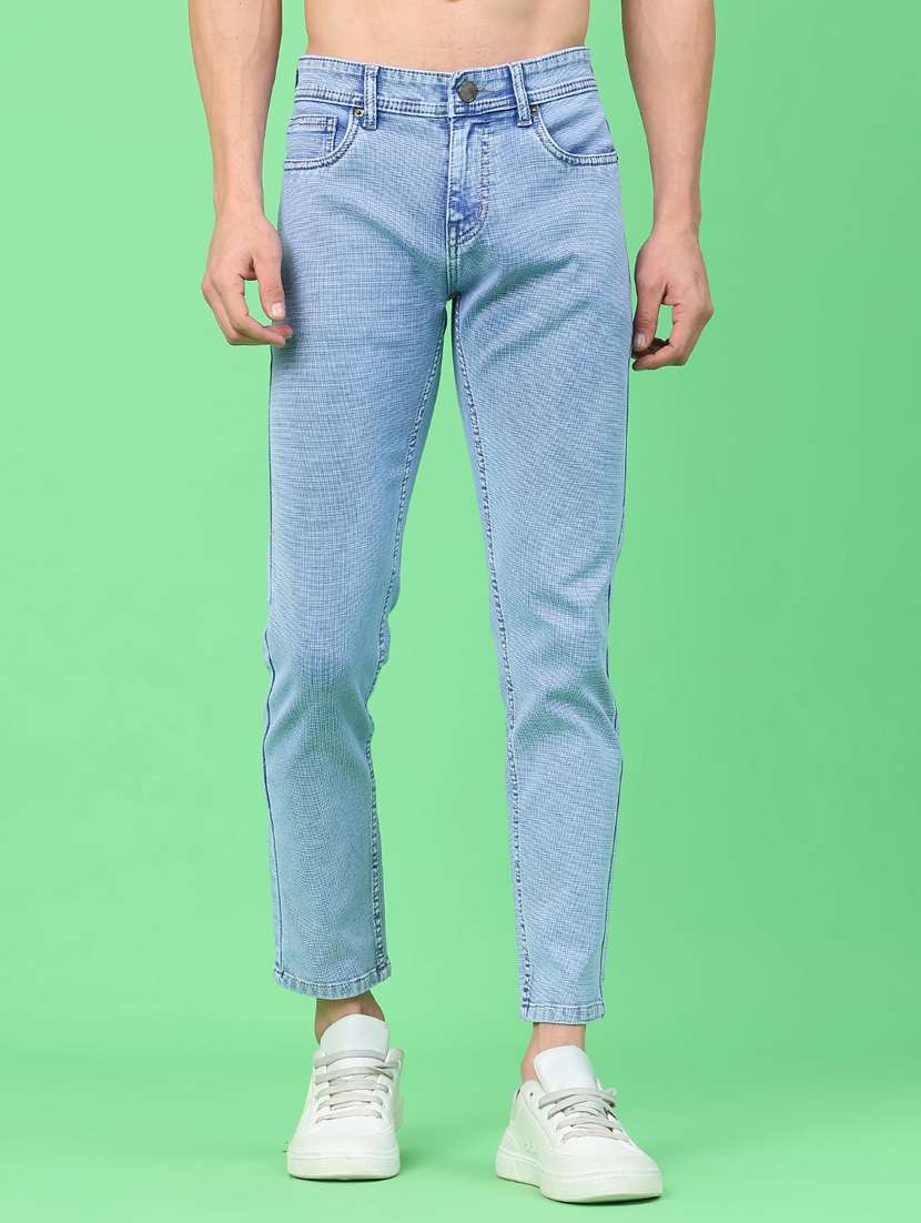 men plain mid rise ankle length slim fit jeans