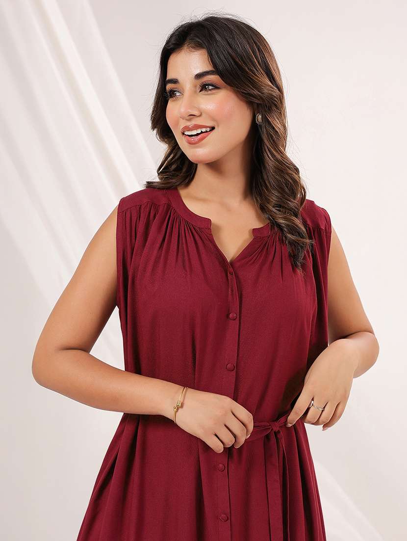 women solid sleeveless a-line dress - 22156207 - Standard Image - 4