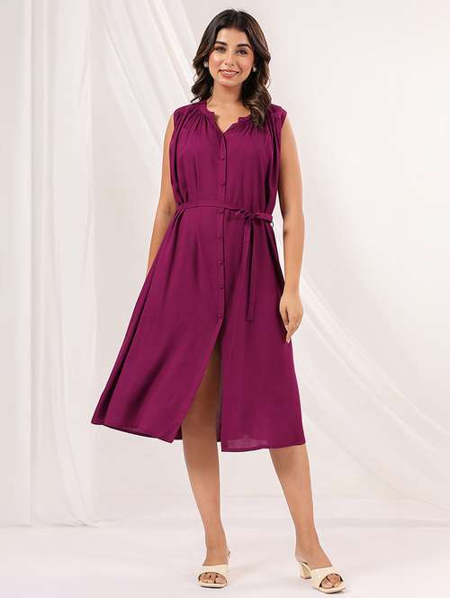 women solid sleeveless a-line dress - 22156208 -  Standard Image - 0