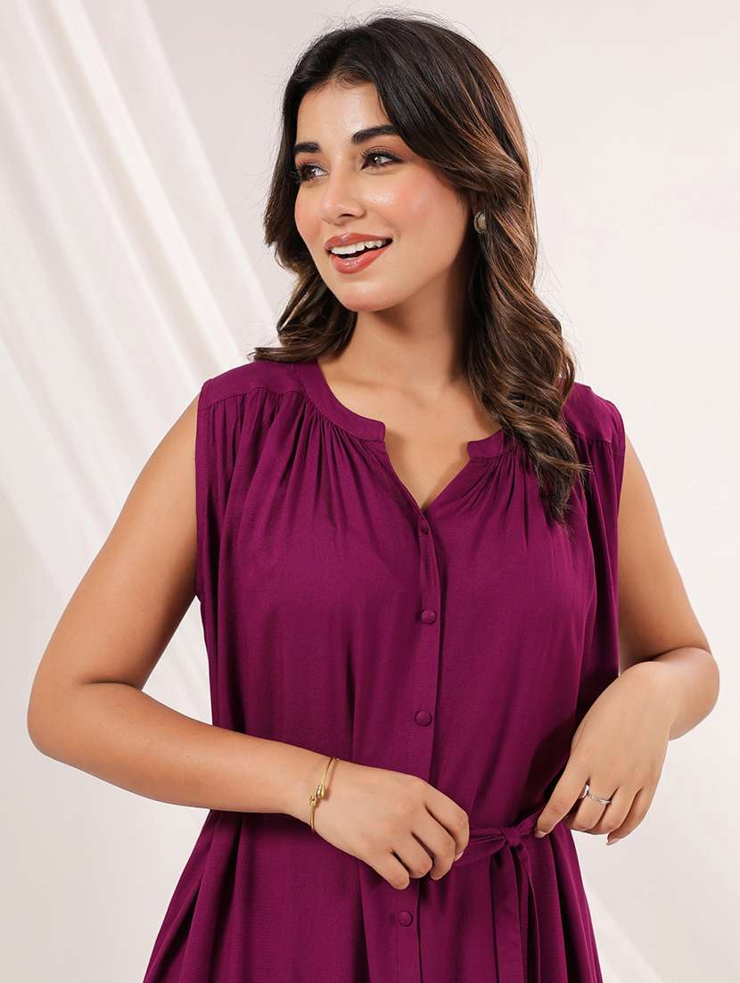 women solid sleeveless a-line dress - 22156208 -  Standard Image - 4